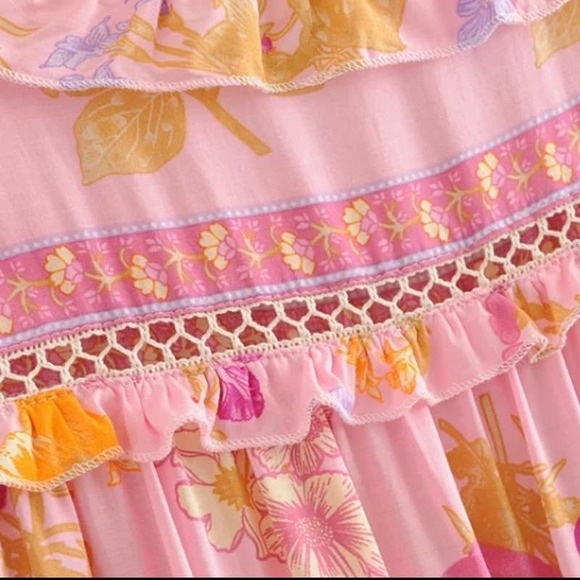 NWT Pastel Pink Floral Ruffle Short Sleeve Blouse - Picture 9 of 11